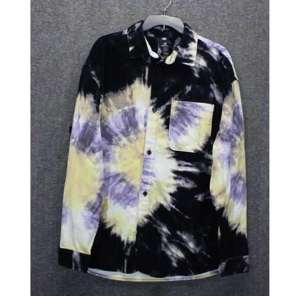 H&M Other - H&M Black Shirt Corduroy Tie Dye Long Sleeve Cotton Mens Medium Shacket